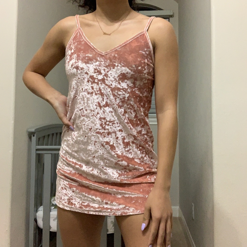 V-neck crushed velvet cami dress